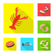 Isolated object of product and ocean symbol. Set of product and restaurant vector icon for stock.
