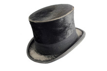 Vintage Antique Black Top Hat On White Background