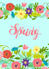 Wall Mural - Background with spring flowers.