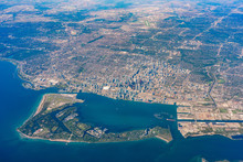 Aerial View Of The Toronto Area Cityscape With The Islands