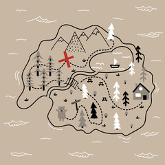 Wall Mural - Doodle island map