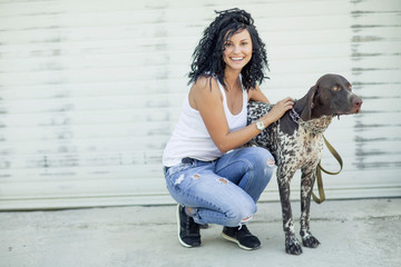 Beautiful woman with a dog 