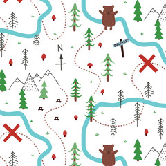 Wall Mural - Seamless doodle forest pattern