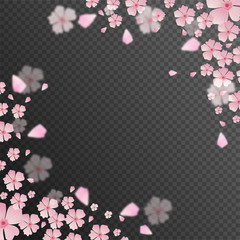 Poster - Pink flowers decorated transparent background with space for your text.