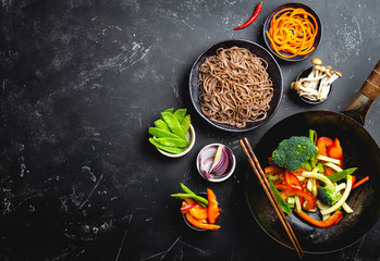 Wall Mural - Ingredients for making stir-fried noodles