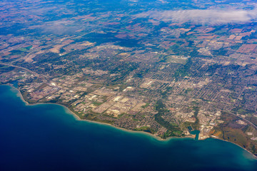 Wall Mural - Aerial view of the Oshawa area cityscape