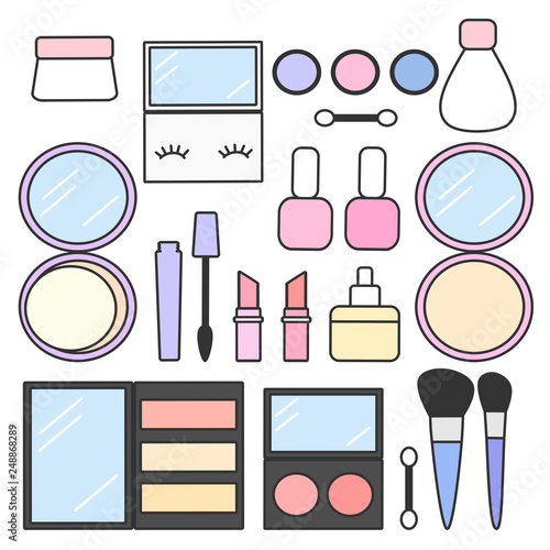 cute cartoon vector makeup beauty set collection Buy this stock
