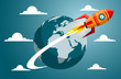 space shuttle launch from the earth. creative idea. icon. flat design illustration vector