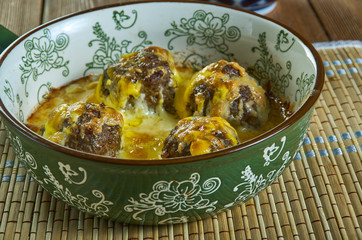 Canvas Print - Cheesy Meatballs and Shells Casserole