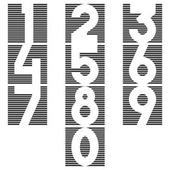 Wall Mural - a set of numbers in the form of a square of thin lines from 1 to 0, blocks with numerals for design