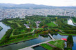 View of Goryokaku Park, where is a star fort in Hakodate, Hokkaido, Japan