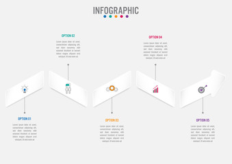 Wall Mural - Business infographic template with 5 options arrows shape