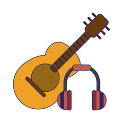 Sticker - Acoustic guitar and music headphones