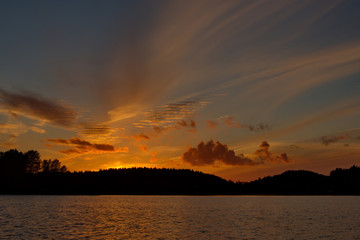 Wall Mural - Russia. Republic of Karelia. Autumn sunset on Ladoga. North-West coast of lake Ladoga near the town of Sortavala.