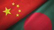 China and Bangladesh two flags textile cloth, fabric texture