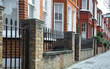 A street of red brick British houses