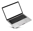 © velishchuk - Hovering aluminium laptop with blank screen and new design
