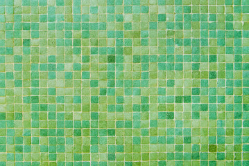 Wall Mural - Yellow and green mosaic wall background texture