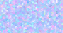 Seamless Holographic Gradient Hexagonal Vector Pattern. Iridescent Sparkling Polygonal Background. Fantasy Blue, Pink, Aqua And Purple Glittering Texture. Repeating Pattern Tile Swatch Included.