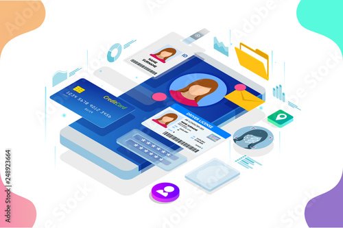 Isometric Personal Data Information App Identity Private Concept