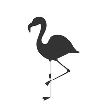 Black Flamingo Bird Icon Standing On One Leg Icon