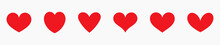 Red Hearts Icons Set.