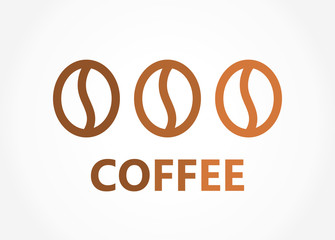 Wall Mural - three coffee beans line icons.