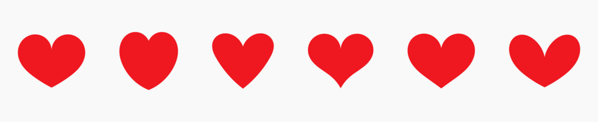 Wall Mural - Red hearts icons set.