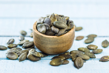 Peeled pumpkin seeds.