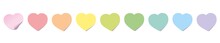 Sticky Notes, Heart Shaped, Rainbow Colored Line. Isolated Vector Illustration On White Background.