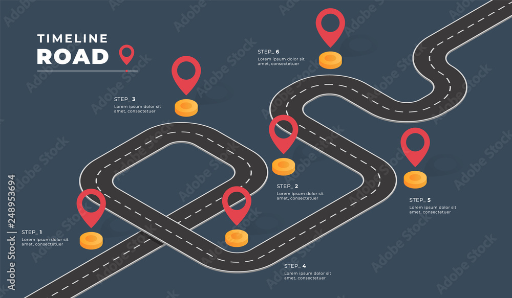 Isometric navigation map infographic. Winding road. Vector illustration ...