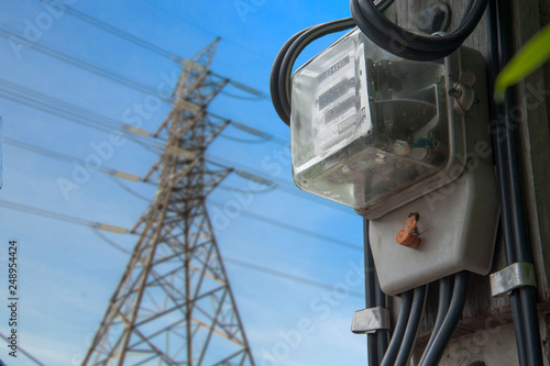 Cuadros en Lienzo Electric meters that separated from the background in energy technology