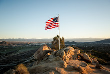 Mountain Top American Flag At Sunrise 33