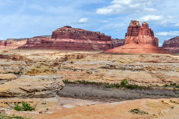 Red Sandstone Monoliths Stand High Above the Utah Landscape