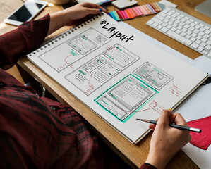 Sticker - Website development layout sketch drawing