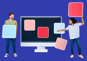 Wall Mural - people with web template icons