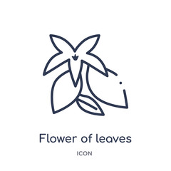 Wall Mural - flower of leaves icon from nature outline collection. Thin line flower of leaves icon isolated on white background.