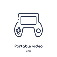 portable video game console icon from multimedia outline collection. Thin line portable video game console icon isolated on white background.