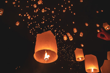 Mass Yee Peng Lantern Release, Chiang Mai, Thailand