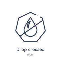 Wall Mural - drop crossed icon from ultimate glyphicons outline collection. Thin line drop crossed icon isolated on white background.