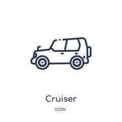 Wall Mural - cruiser icon from transportation outline collection. Thin line cruiser icon isolated on white background.