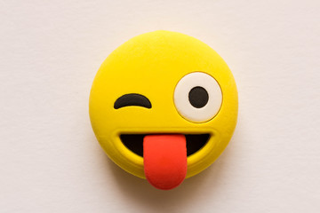 Wall Mural - Funny smiley face on white background. Positive mood.