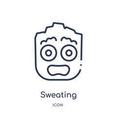 Wall Mural - sweating icon from smiles outline collection. Thin line sweating icon isolated on white background.