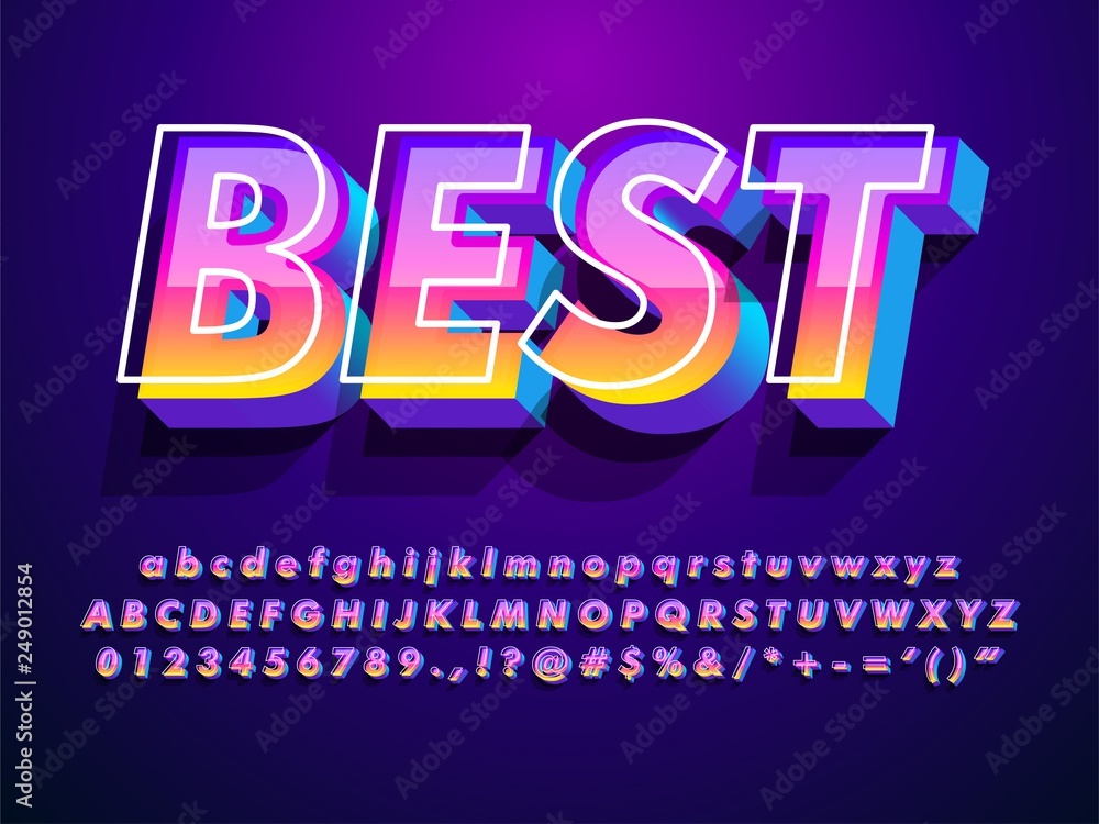 "best" modern and futuristic font with cool effect  compatible with illustrator 10  - obrazy, fototapety, plakaty 
