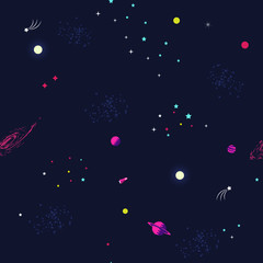 Wall Mural - space background with planets and stars