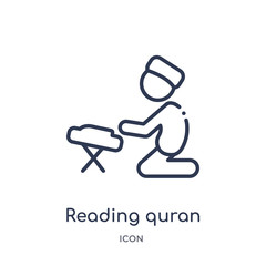 Wall Mural - reading quran icon from religion outline collection. Thin line reading quran icon isolated on white background.