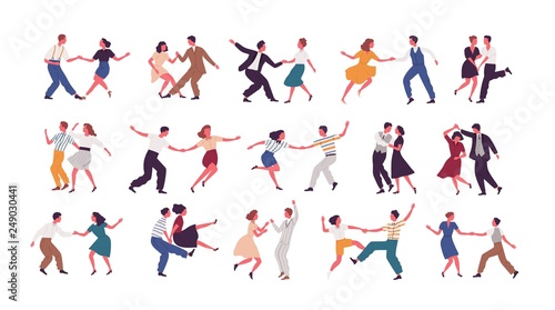 Bundle of pairs of dancers isolated on white background Fotobehang