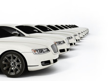 Luxury Car Fleet Consisting Of Generic Brandless Design. 3D Illustration