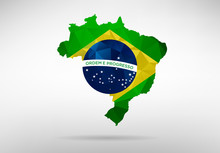 Brazil Map With National Flag