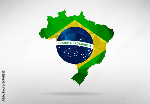 Fotomural Brazil map with national flag